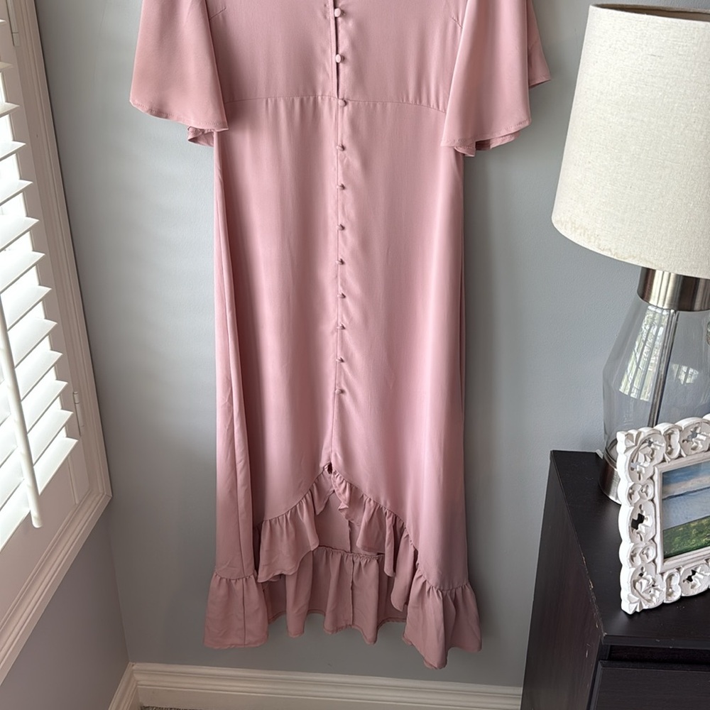 Ivy‎ City Co Pink Button Down Flutter Sleeve Dress - Picture 5 of 11